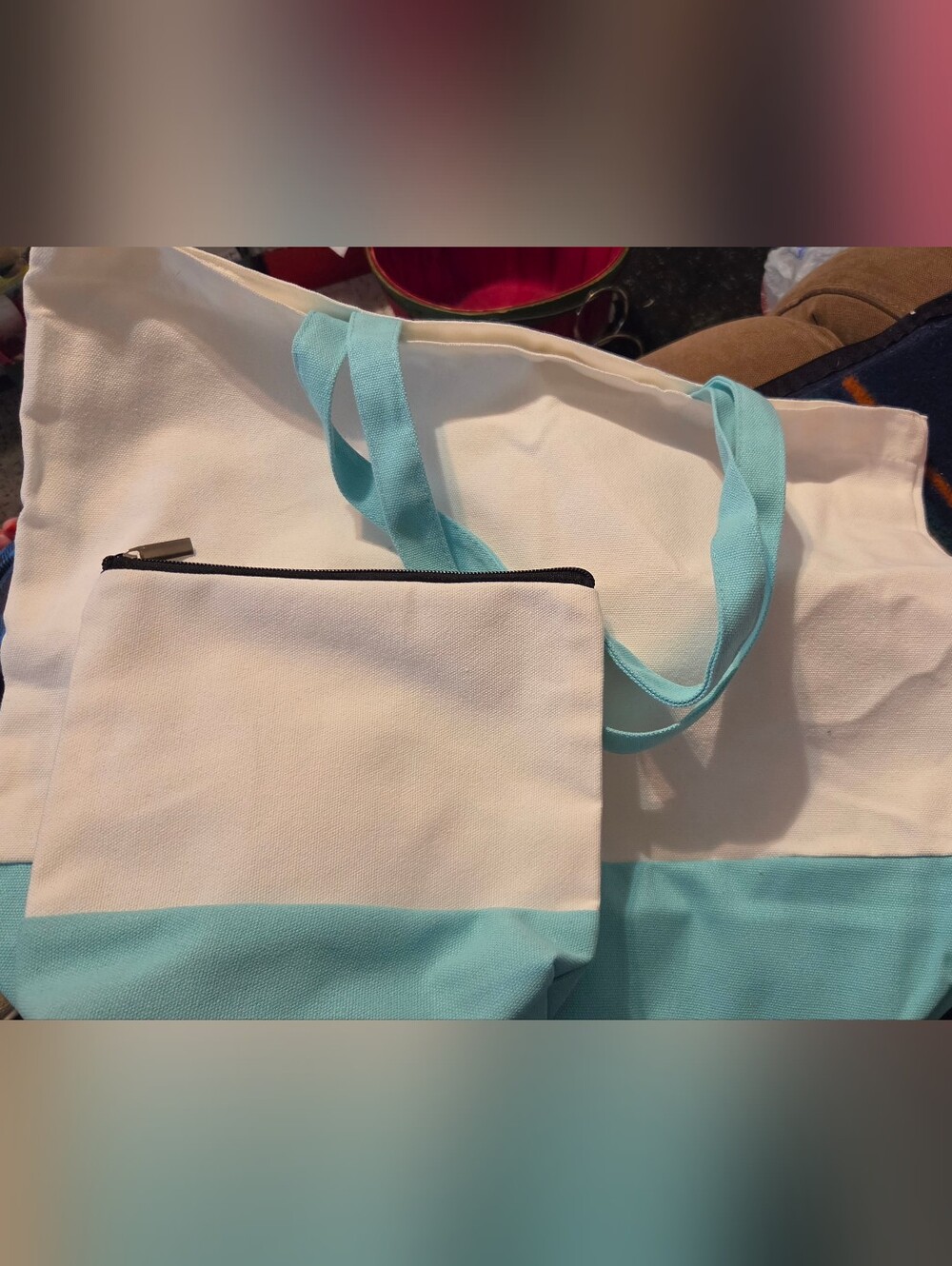 Canvas Tote Bag w/ Cosmetic Pouch